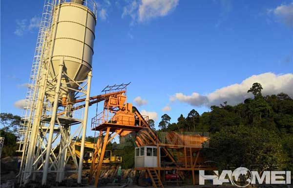 Haomei YHZS35 Mobile Concrete Batching Plant in the philippines